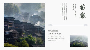 Basit ve taze bir Miao Köyü turizm albümü için PPT şablonunu indirin
