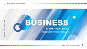Download PPT template for business report with blue oblique light background