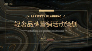Download PPT template for planning marketing activities of light luxury brands with black gold pigment background