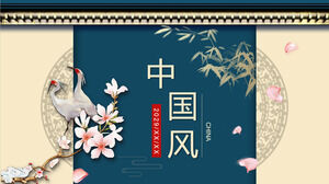 PPT-Vorlage im klassischen Chinoiserie-Stil mit Pflaumenblüten-Bambus-Weißtopf-Hintergrund herunterladen