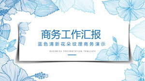 Download PPT template for business report with blue flower texture background