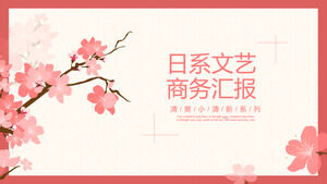 Téléchargez le modèle PPT d'entreprise japonaise avec fond de fleur de cerisier de vecteur rose