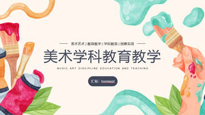 Modèle PPT pour l'éducation et l'enseignement de la peinture artistique avec fond de pinceau coloré dessiné à la main