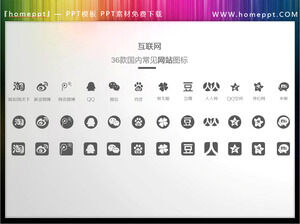 36 materiales de iconos PPT de aplicaciones de Internet