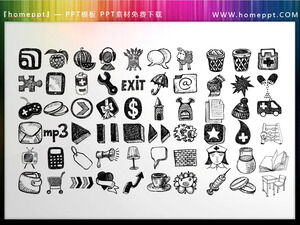 60 materiali vettoriali per icone PPT colorabili a mano