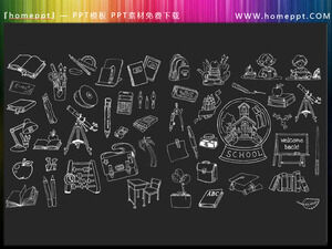 46 materiales de iconos PPT de tema educativo dibujados a mano de vectores