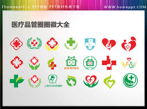 168 materiales de icono PPT de círculo de control de calidad médica de colores