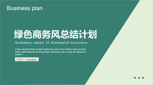 Zielony i minimalistyczny plan podsumowujący pracę w stylu biznesowym do pobrania szablon PPT