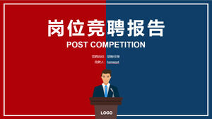 Download PPT template for job competition report with red and blue contrasting background