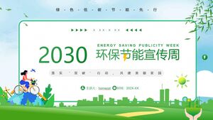 Yeşil, Taze, Çevre ve Enerji Tasarrufunu Teşvik Haftası için PPT şablonunu indirin