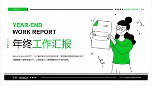 Eine PPT-Vorlage für einen grünen und jugendlichen Arbeitsbericht mit Hintergrund für Mädchen, die einen Bericht halten