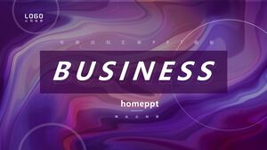 紫色の抽象的なリップルの背景を持つビジネスレポートのPPTテンプレートをダウンロード