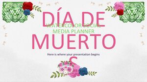 Planificateur de médias sociaux aquarelle Dia de Muertos