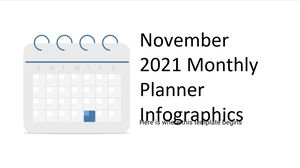 Infografiki listopadowego terminarza miesięcznego 2021