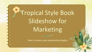 Apresentação de slides de livros em estilo tropical para marketing