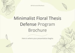 โบรชัวร์โปรแกรมการป้องกันวิทยานิพนธ์ดอกไม้แบบมินิมอลลิสต์
