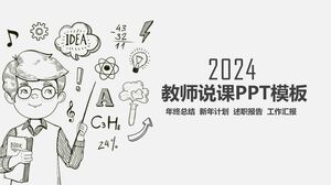 PPT-Vorlage für Lehrervorlesung – Schwarzweiß – handgezeichnete Charaktere