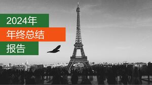 PPT-Vorlage für die Zusammenfassung zum Jahresende – grauweiß – Eiffelturm