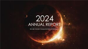 Modèle PPT de résumé annuel - Or noir - Planète