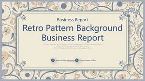 ブルーのレトロなパターンの背景ビジネスレポートPPTテンプレートのダウンロード