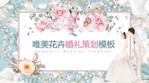 Romantic Wedding Planning PPT Template with Beautiful Flower Background