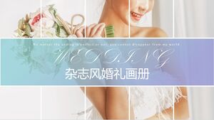 婚紗禮服和新娘背景的雜誌風格婚禮宣傳冊PPT模板