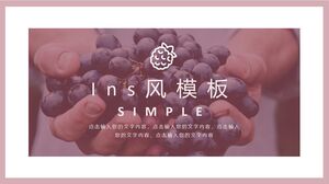 Plantilla PPT de informe empresarial estilo Instagram con fondo de uva en la mano