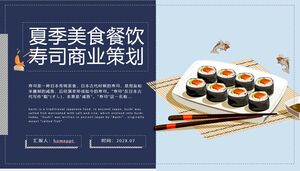 Modelo PPT de planejamento de negócios de produtos alimentícios e sushi