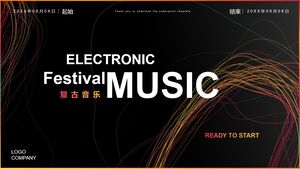 Șablon PPT pentru planificarea activităților tematice ale festivalului de muzică retro cu fundal de iluminat dinamic
