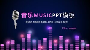 Blue and purple color scheme fashion player background music theme roadshow press conference PPT template