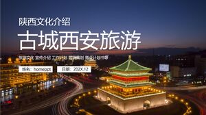 Modello PPT per la promozione del turismo e della cultura di Xi'an, splendido scenario notturno della città antica