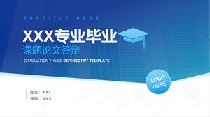 Modelo de PPT de defesa de tese de graduação em estilo de geometria azul simplificado