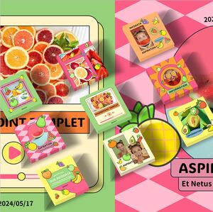 Modèle PPT de petite carte carrée aux saveurs de fleurs et de fruits