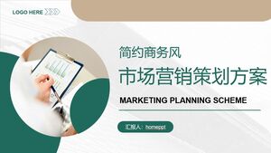 Modèle PPT de plan de planification marketing de style commercial vert et minimaliste