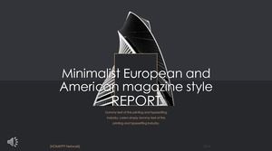 Modelo PPT preto e branco minimalista de revista europeia e americana estilo
