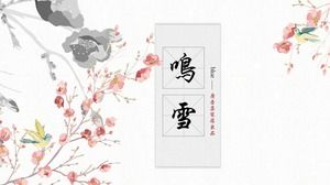 Rosa frische und elegante Aquarell-chinesische Art PPT-Schablone