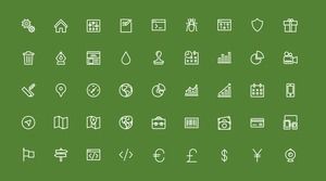 200 ikon PPT datar berwarna hijau