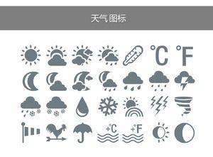 Ikon cuaca abu-abu cuaca terkait ikon kecil PPT