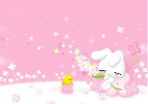 Green Super Cute Bunny PPT Background Picture