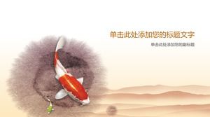 Imagen de fondo PPT de viento chino de carpa amarilla Koi