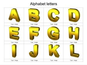 Template PPT alfabet Bahasa Inggris gaya 3D