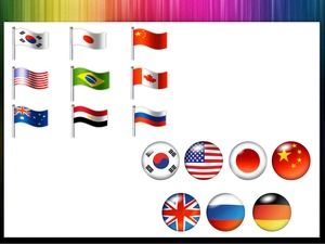 Zwei Sätze von Nationalflagge Symbol Infografiken PPT-Vorlage