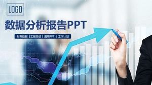 Modelo de ppt de resumo de análise de dados financeiros de negócios azul