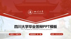 Festliche rote ppt Schablone der Sichuan-Hochschulthesenverteidigung des geometrischen Stils