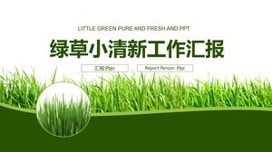 Yeşil çim küçük taze düz çalışma özeti planı ppt şablonu