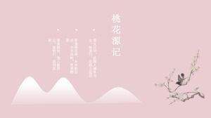 Modelo de ppt de estilo chinês simples e bonito de flores de pêssego