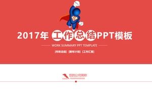 Dibujos animados 3d little superman atmósfera roja plantilla de ppt de informe de resumen de trabajo de fin de año personal