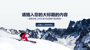 Aktif gairah ski olahraga tema sampul laporan bisnis biru template ppt