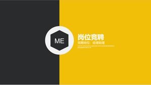 Gelbe und schwarze minimalistische flache Designmanagerassistent Jobangebot ppt Vorlage