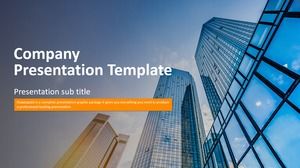 Modern business building background orange blue color flat European and American style ppt template